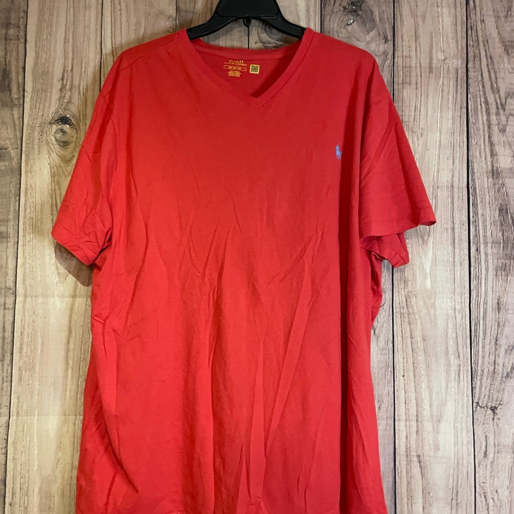 Polo by Ralph Lauren Men's Red V-Neck Tee